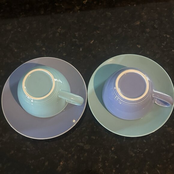 Lindt-Stymeist Colorways 2 Cups & Saucers Blue on Blue Green Tea Party RARE NEW - Picture 5 of 13